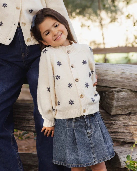 RYLEE + CRU TULIP CARDIGAN - MIDNIGHT DAISIES