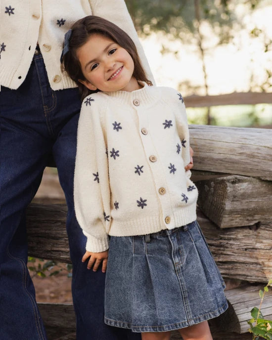 RYLEE + CRU TULIP CARDIGAN - MIDNIGHT DAISIES