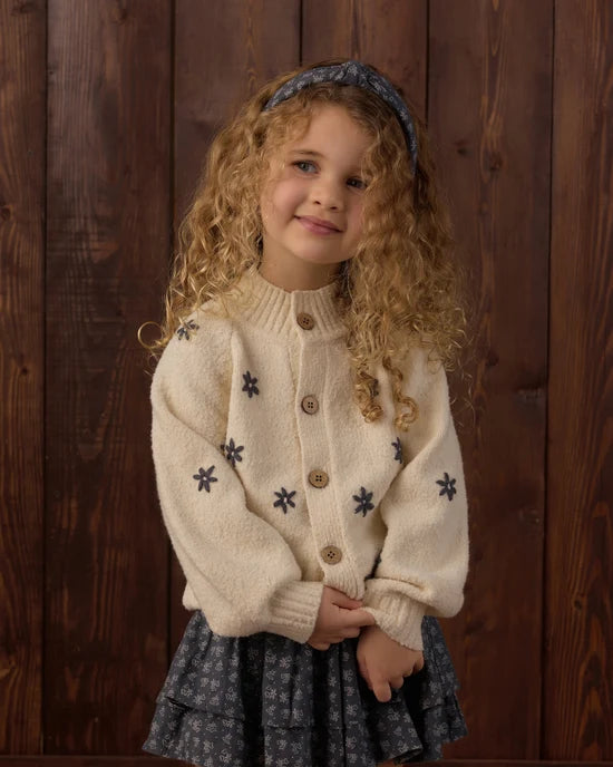 RYLEE + CRU TULIP CARDIGAN - MIDNIGHT DAISIES