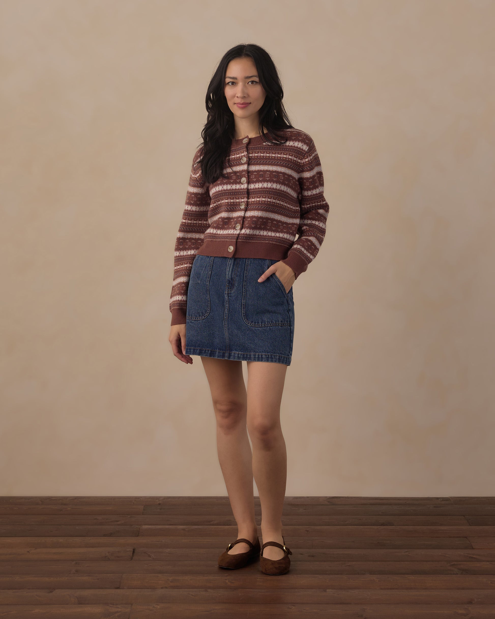 RYLEE + CRU CHEYENNE CARDIGAN - MULBERRY MULTI STRIPE
