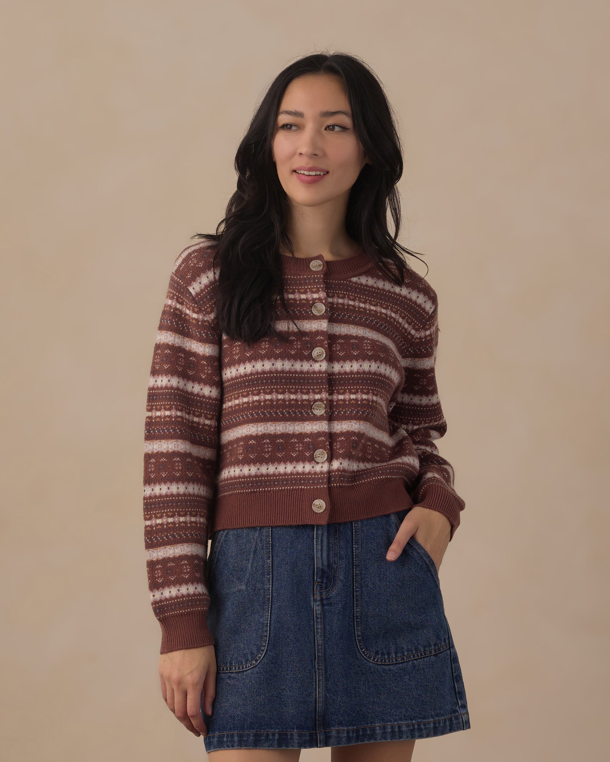 RYLEE + CRU CHEYENNE CARDIGAN - MULBERRY MULTI STRIPE