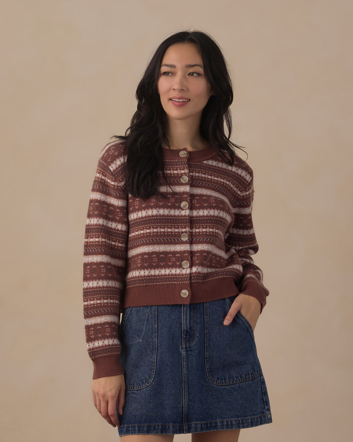 RYLEE + CRU CHEYENNE CARDIGAN - MULBERRY MULTI STRIPE