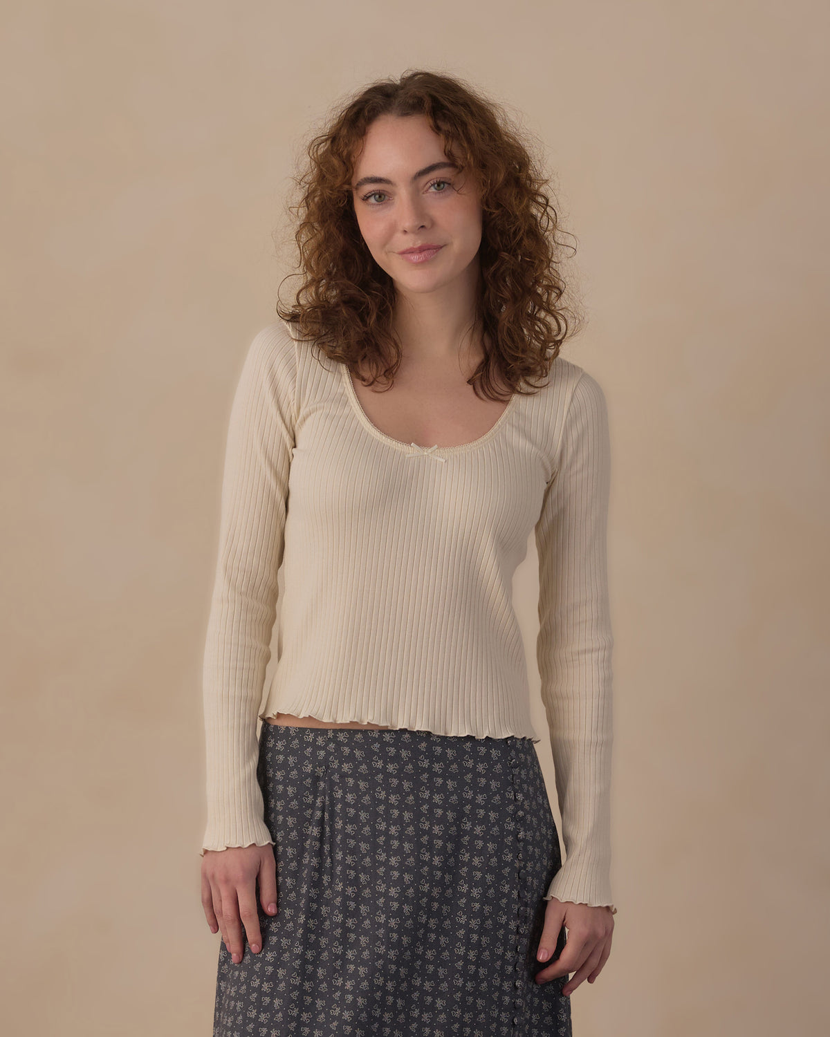 RYLEE + CRU RIBBED LONG SLEEVE - NATURAL