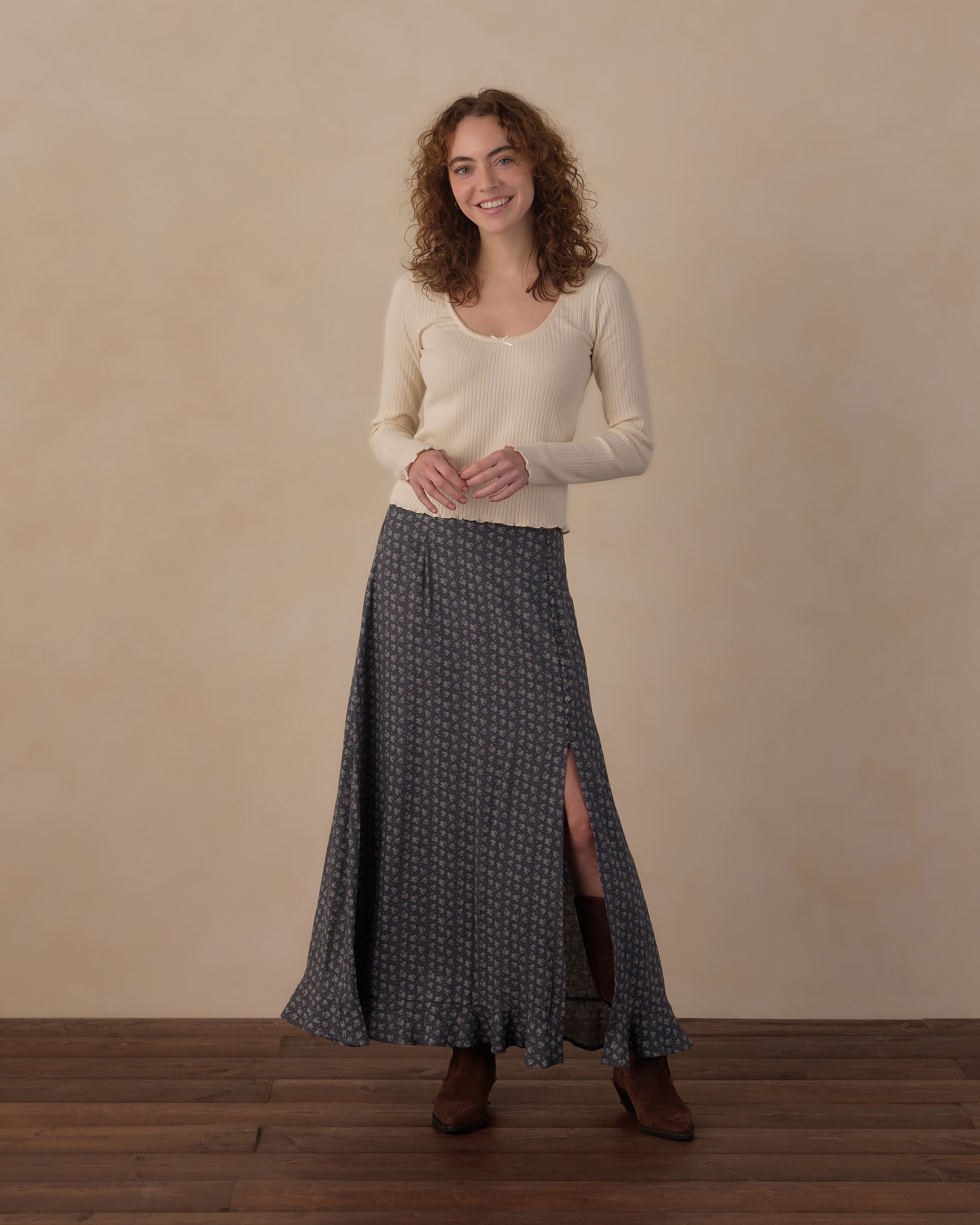 RYLEE + CRU RIBBED LONG SLEEVE - NATURAL
