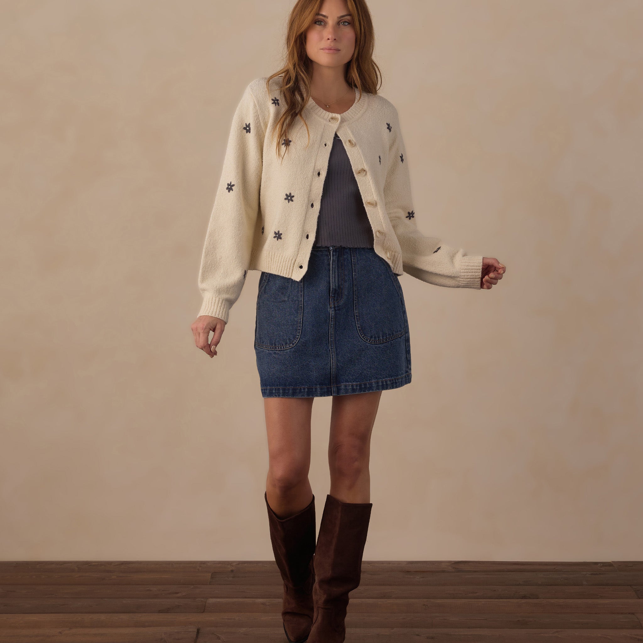 RYLEE + CRU TENNESSEE MINI DENIM SKIRT - INDIGO