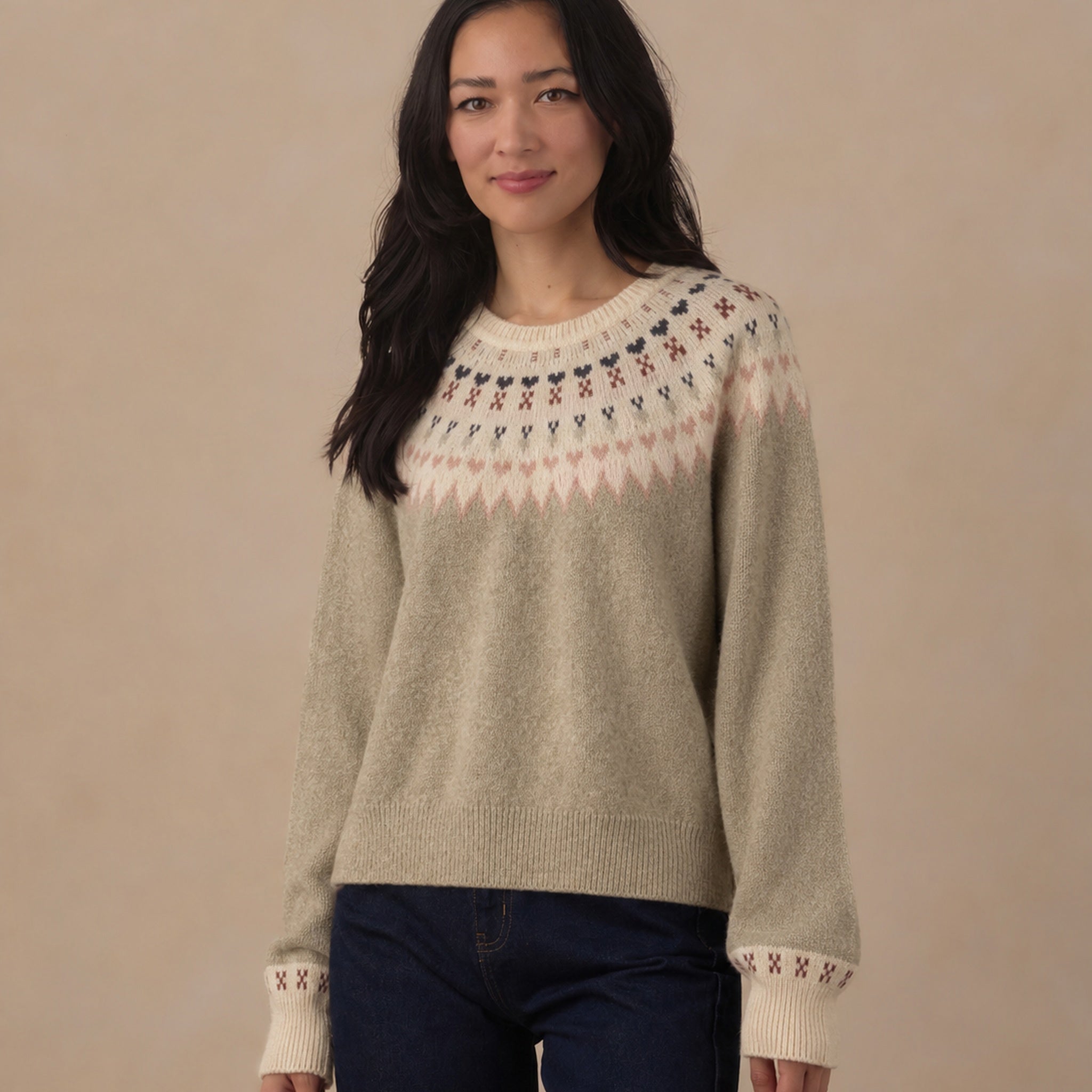 RYLEE + CRU FAIR ISLE SWEATER - SAGE