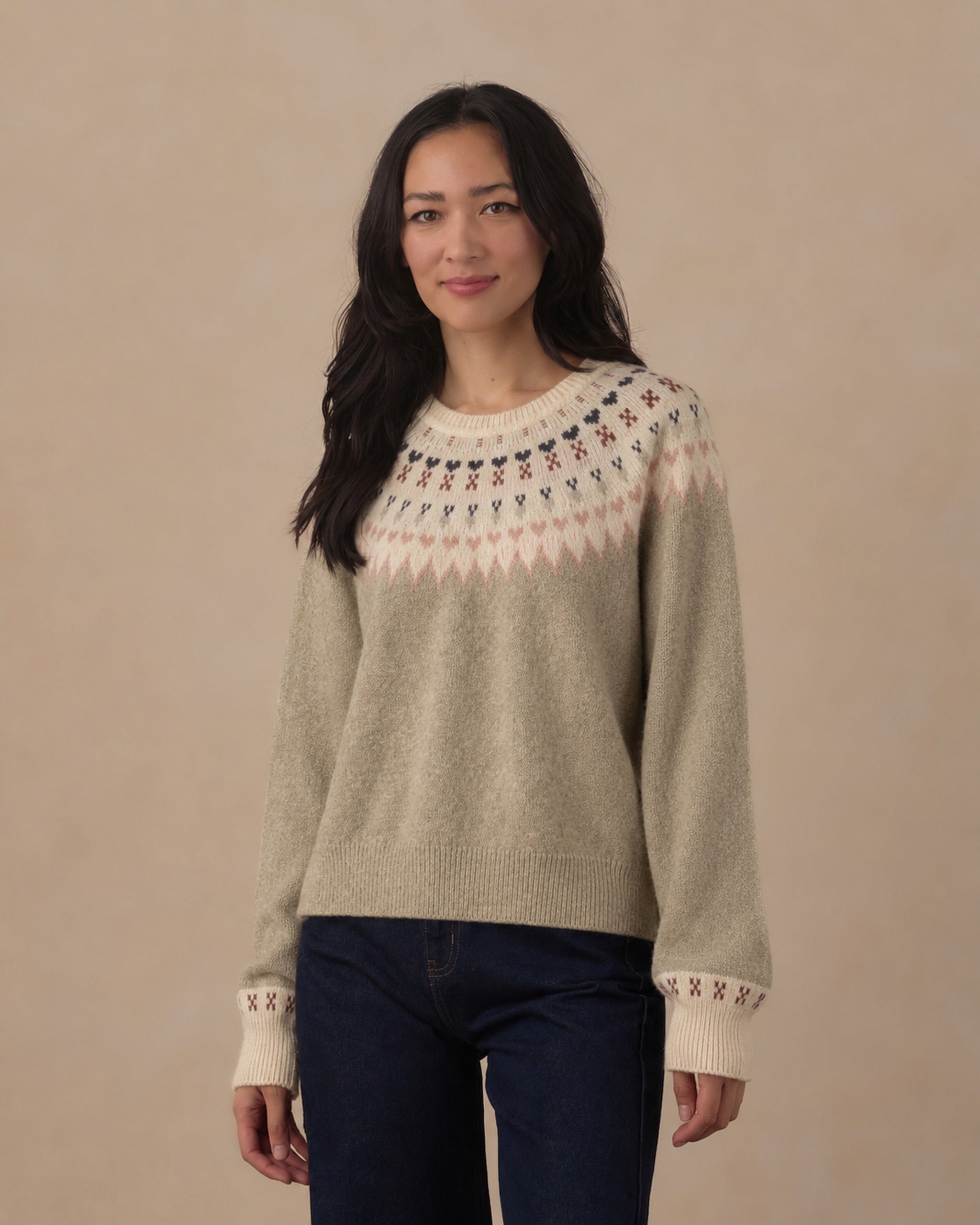 RYLEE + CRU FAIR ISLE SWEATER - SAGE