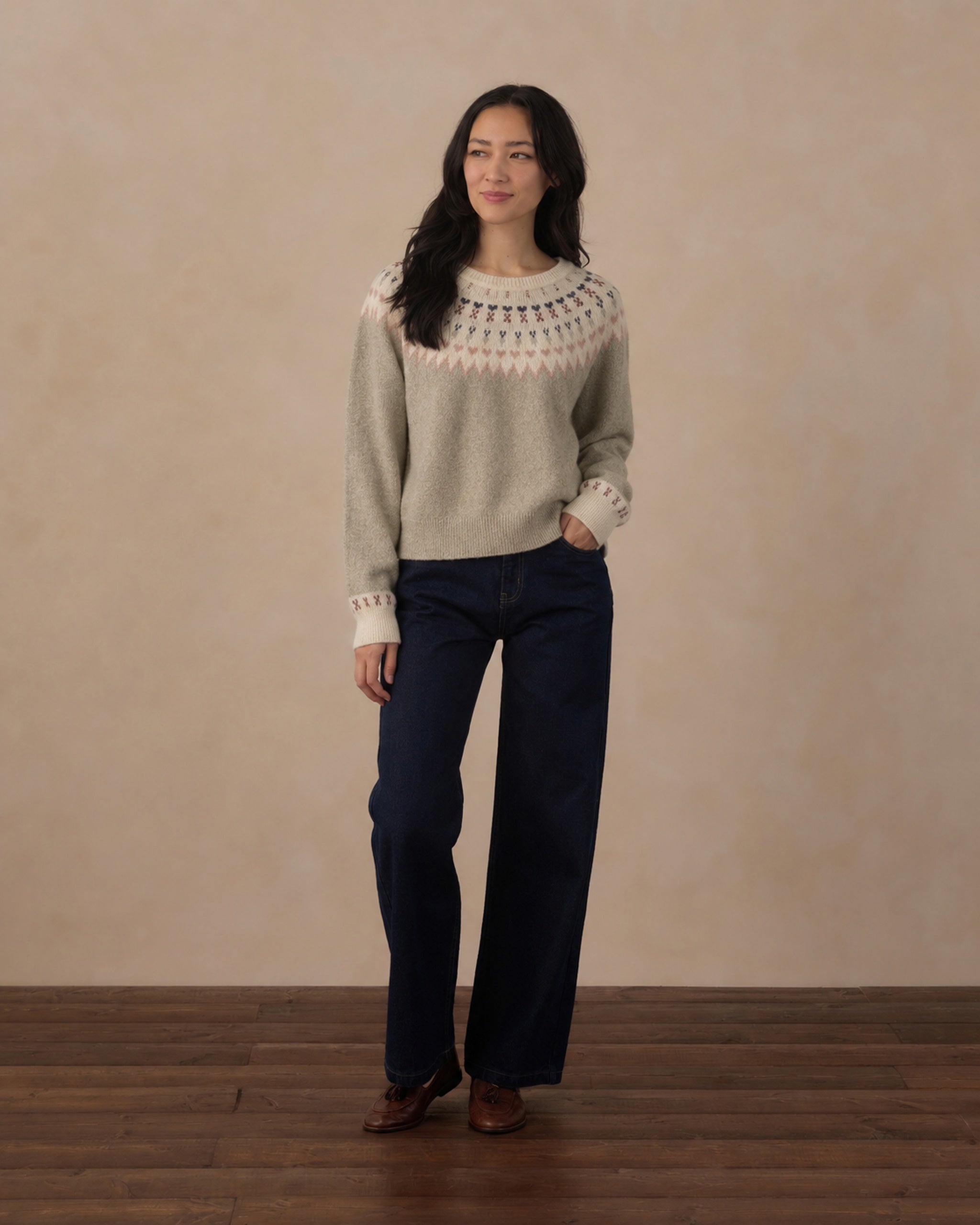 RYLEE + CRU FAIR ISLE SWEATER - SAGE