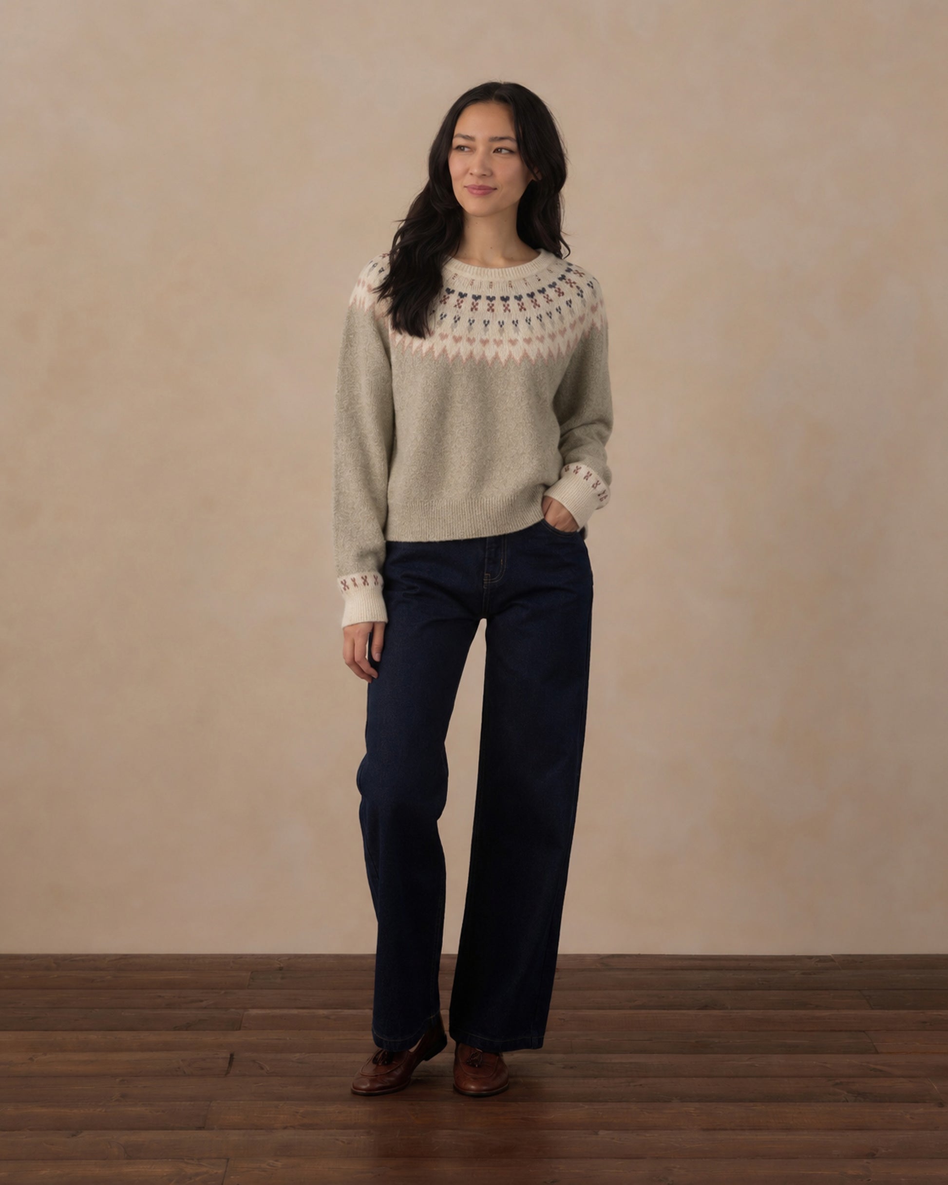 RYLEE + CRU FAIR ISLE SWEATER - SAGE
