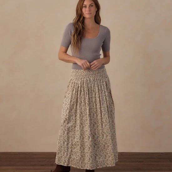 RYLEE + CRU JEN PRINTED MAXI SKIRT - WINTER GARDEN