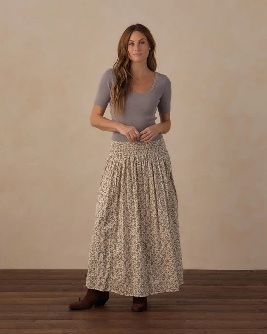 RYLEE + CRU JEN PRINTED MAXI SKIRT - WINTER GARDEN