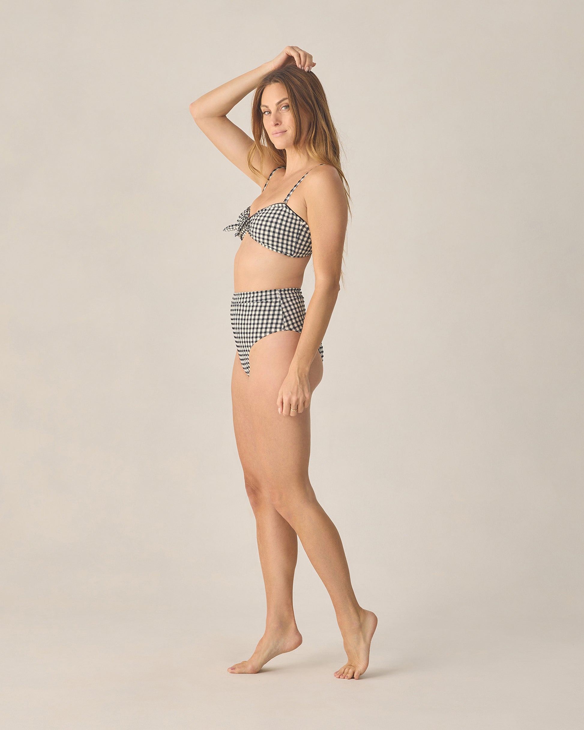 RYLEE + CRU KNOTTED BANDEAU BIKINI TOP - BLACK