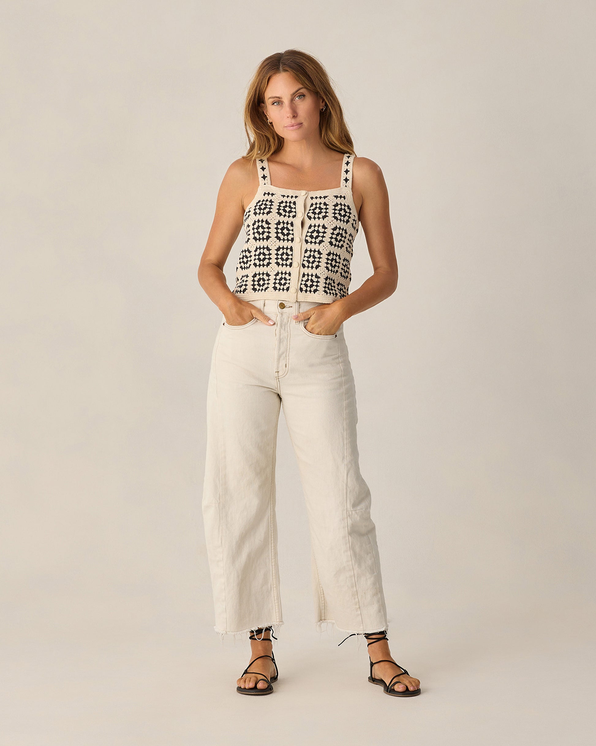 RYLEE + CRU CROCHET TANK - ABSTRACT