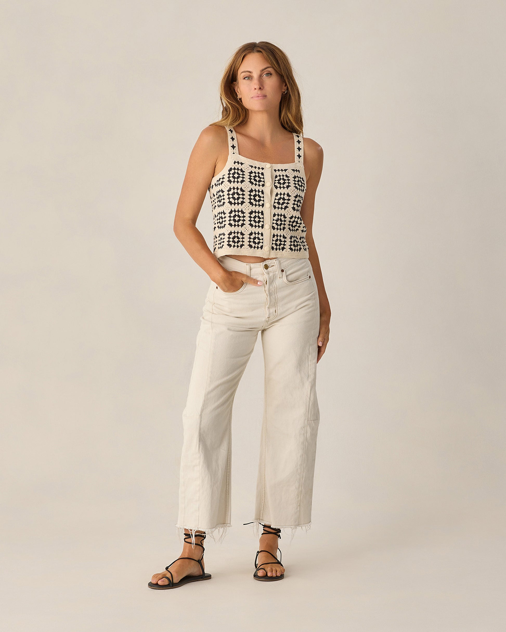 RYLEE + CRU CROCHET TANK - ABSTRACT