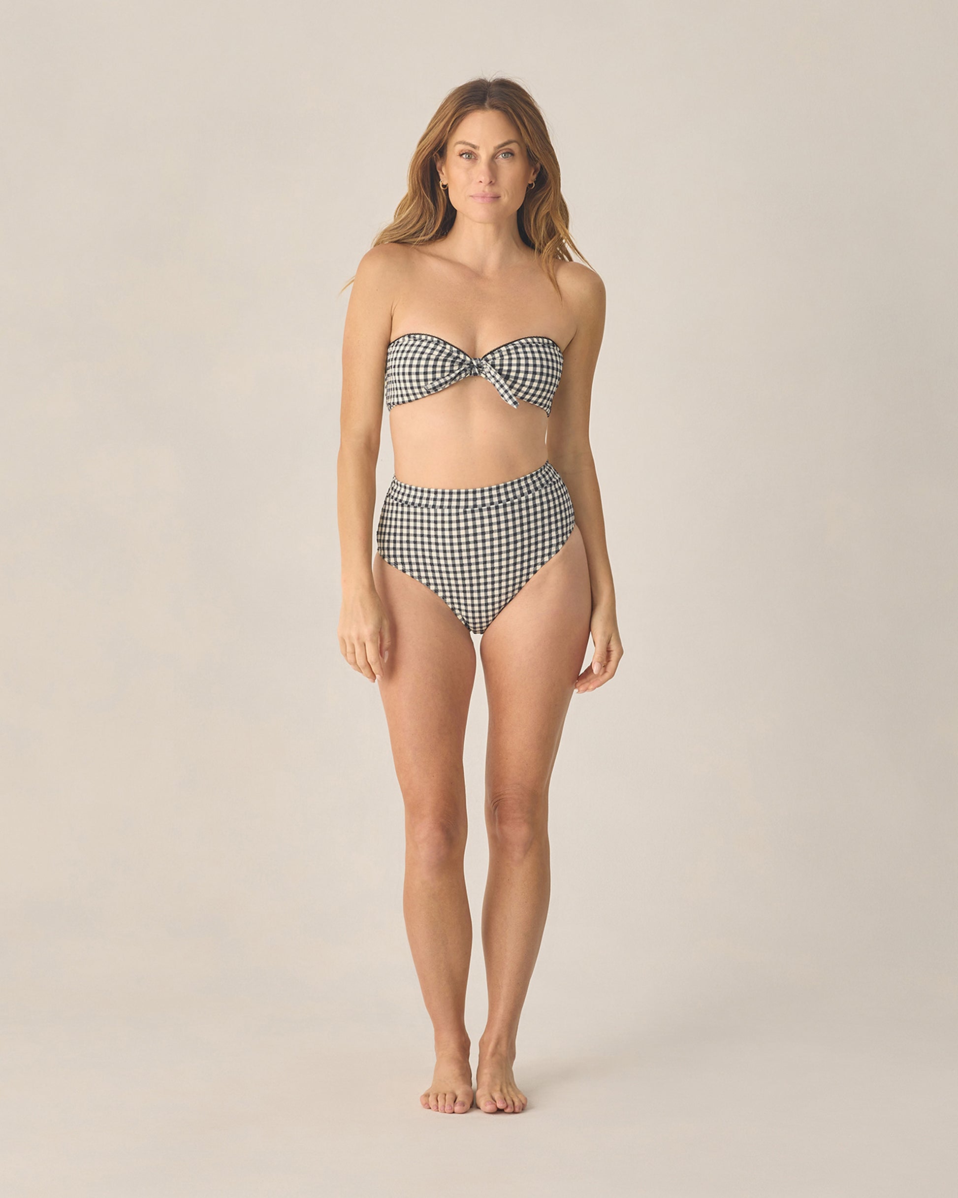 RYLEE + CRU KNOTTED BANDEAU BIKINI TOP - BLACK