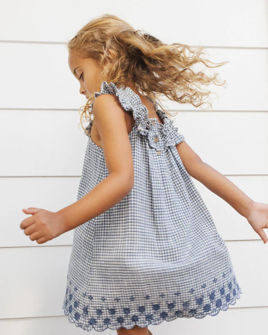 RYLEE + CRU LENNON DRESS - MARINE GINGHAM