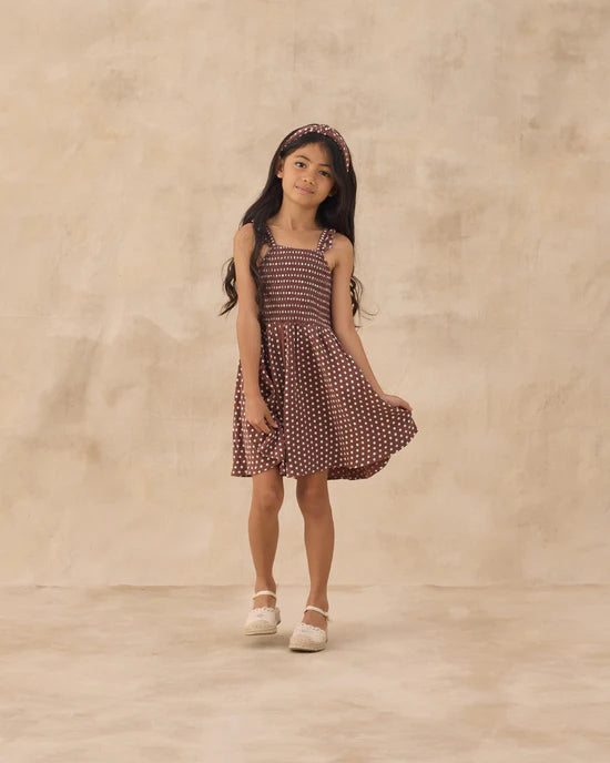 RYLEE + CRU LAINEY DRESS - CHOCOLATE POLKA DOT