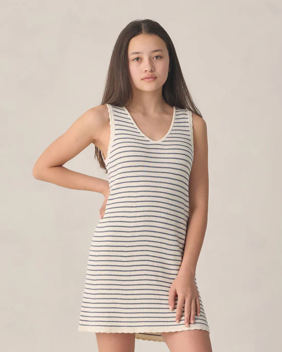 RYLEE + CRU CROCHET TANK DRESS - MARINE STRIPE