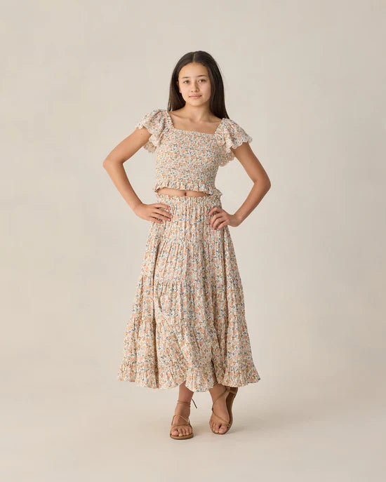 RYLEE + CRU TIERED MAXI SKIRT - FLOWER FIELD