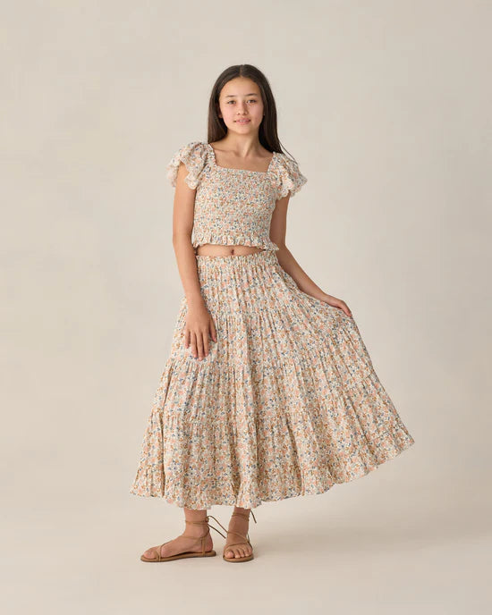 RYLEE + CRU TIERED MAXI SKIRT - FLOWER FIELD