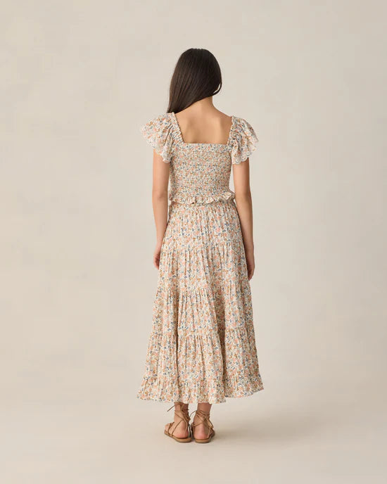 RYLEE + CRU TIERED MAXI SKIRT - FLOWER FIELD