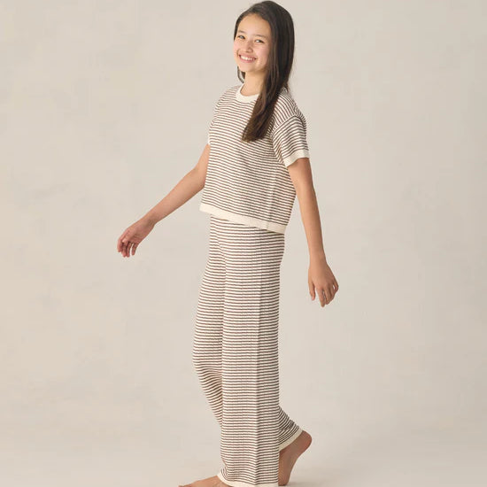RYLEE + CRU KNIT WIDE LEG PANT - CHOCOLATE STRIPE