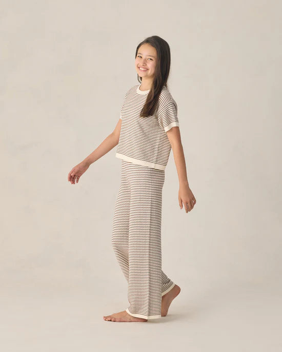 RYLEE + CRU KNIT WIDE LEG PANT - CHOCOLATE STRIPE