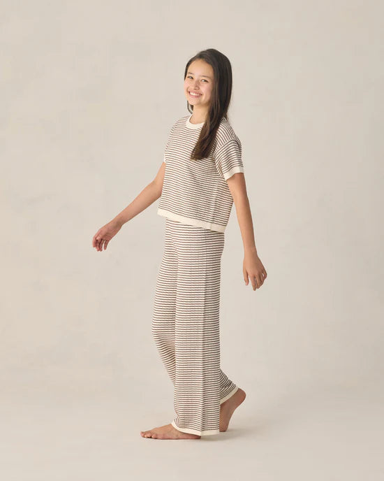 RYLEE + CRU KNIT BOXY TEE - CHOCOLATE STRIPE