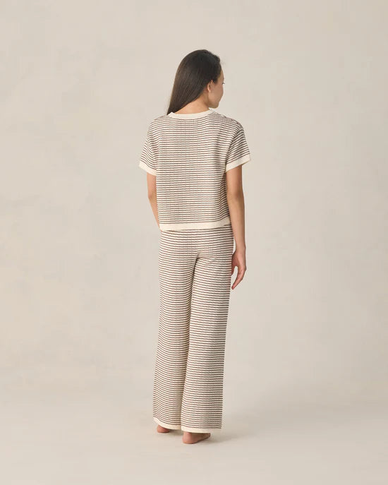 RYLEE + CRU KNIT BOXY TEE - CHOCOLATE STRIPE