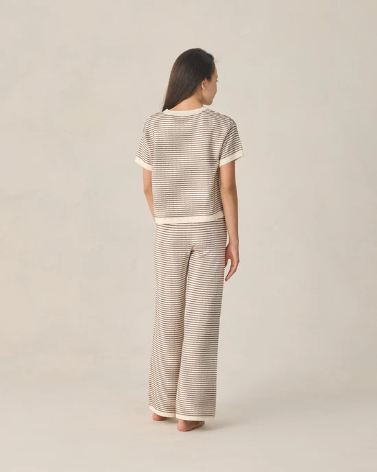 RYLEE + CRU KNIT BOXY TEE - CHOCOLATE STRIPE