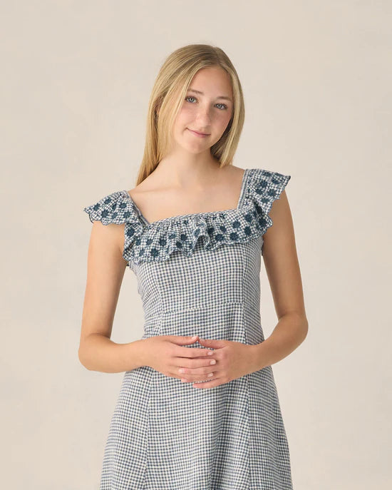RYLEE + CRU BIANCA DRESS - MARINE GINGHAM