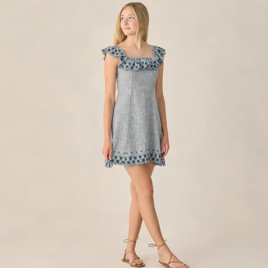 RYLEE + CRU BIANCA DRESS - MARINE GINGHAM