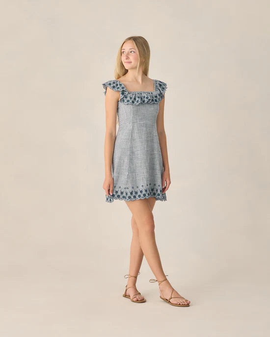 RYLEE + CRU BIANCA DRESS - MARINE GINGHAM