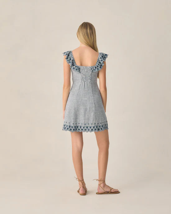 RYLEE + CRU BIANCA DRESS - MARINE GINGHAM