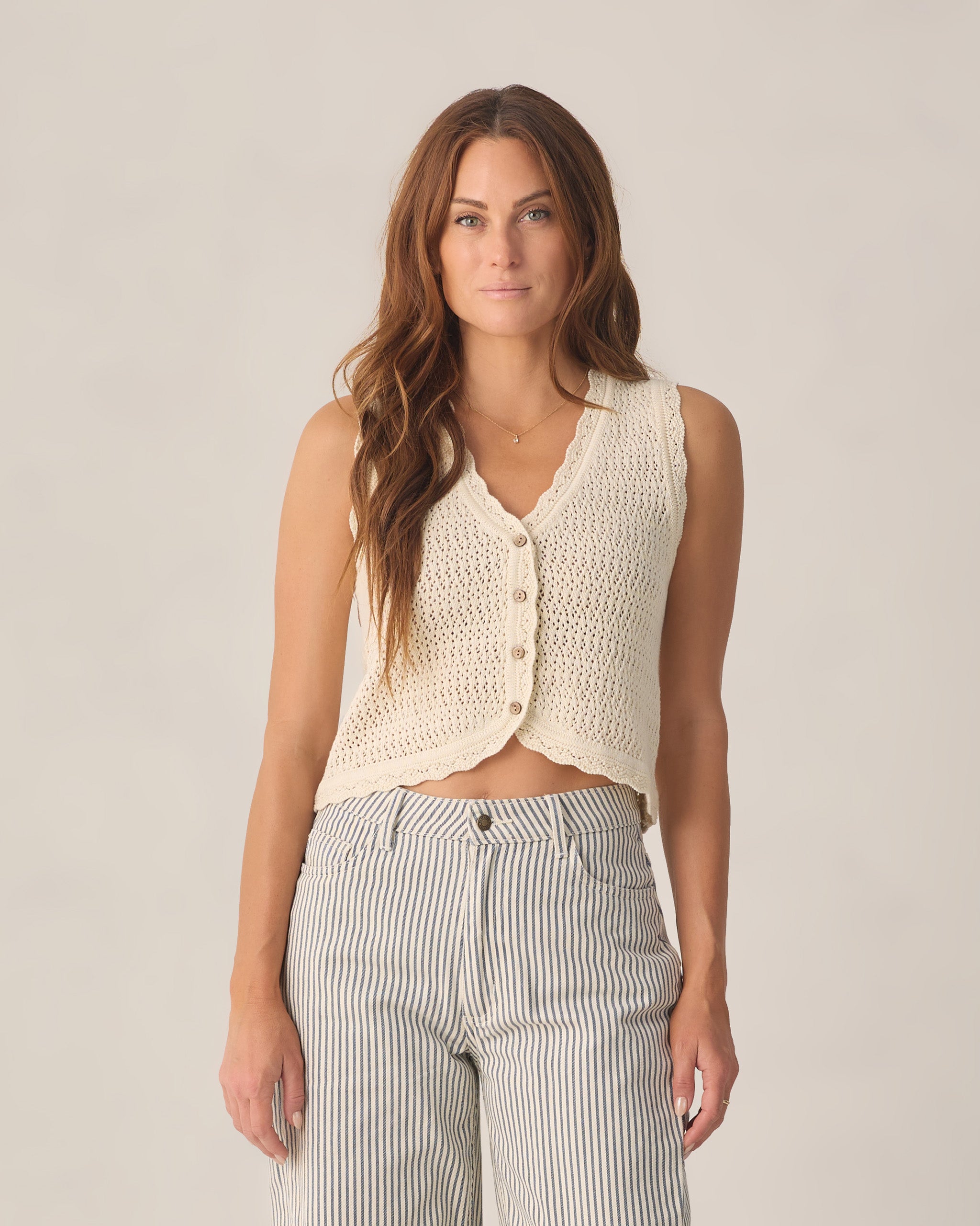RYLEE + CRU KNIT VEST - NATURAL