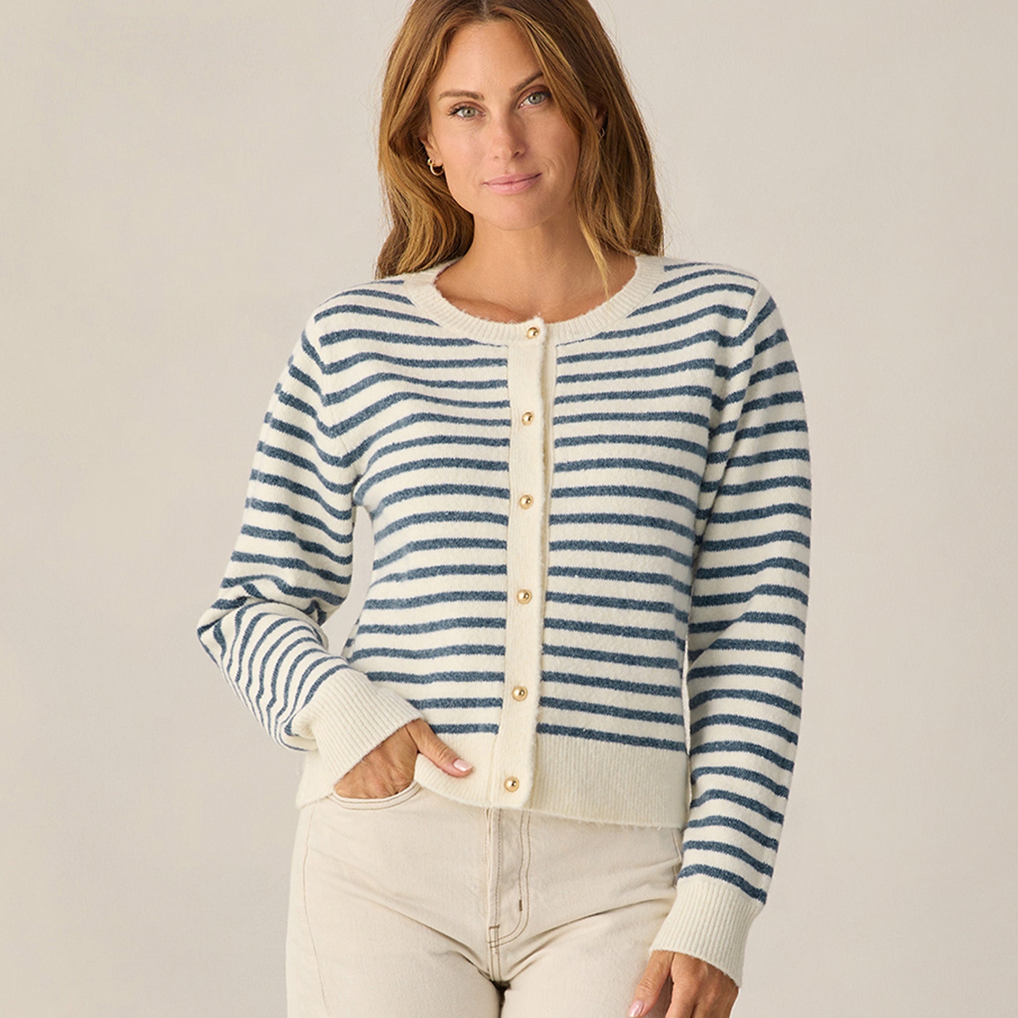 RYLEE + CRU CLASSIC CARDIGAN - MARITIME STRIPE