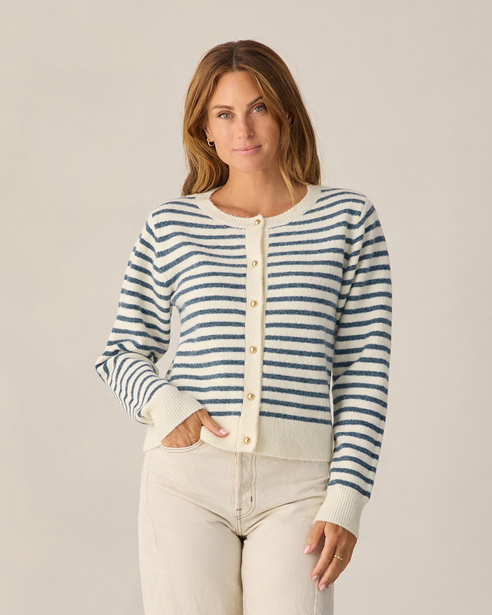 RYLEE + CRU CLASSIC CARDIGAN - MARITIME STRIPE
