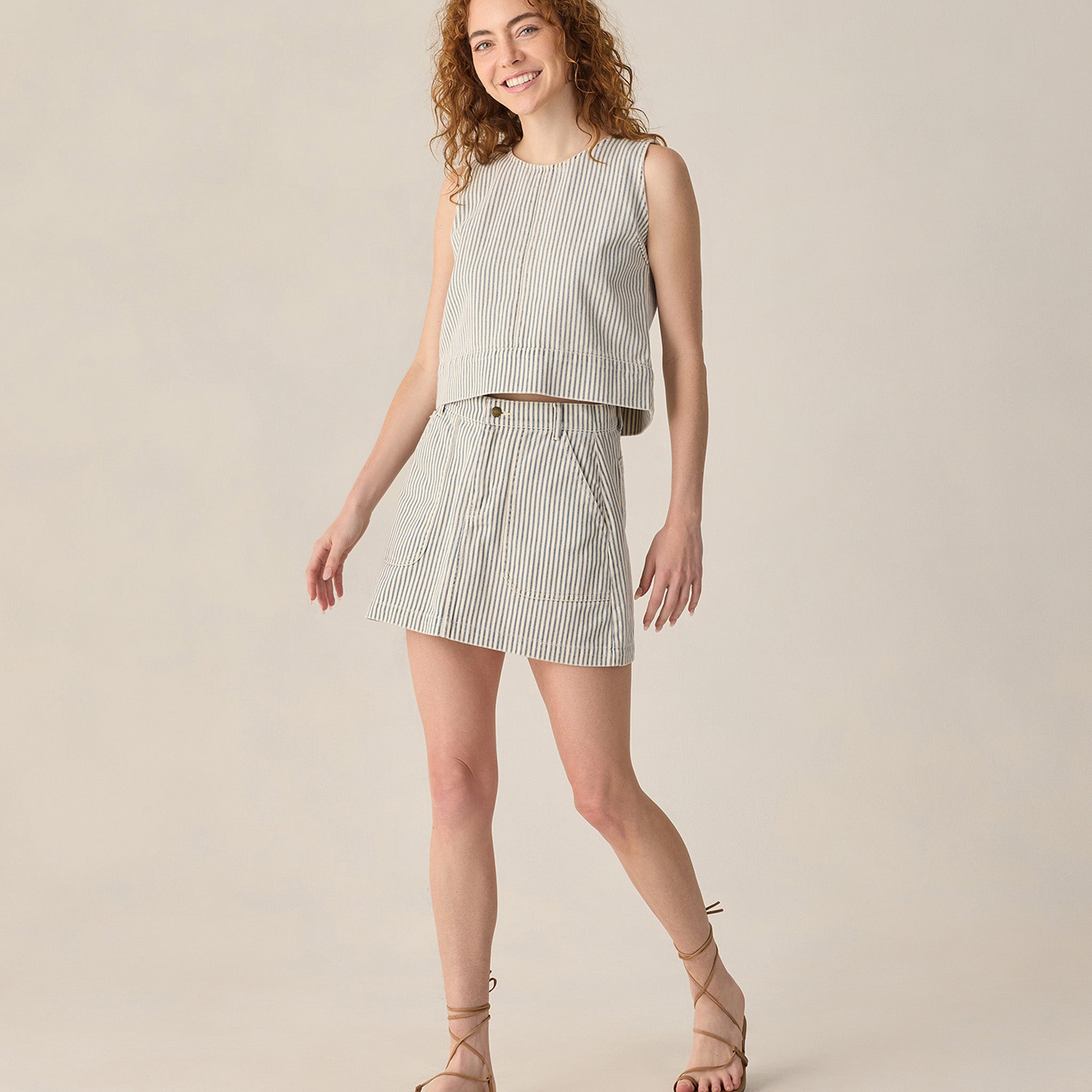 RYLEE + CRU TENNESSEE SKIRT - RAILROAD STRIPE