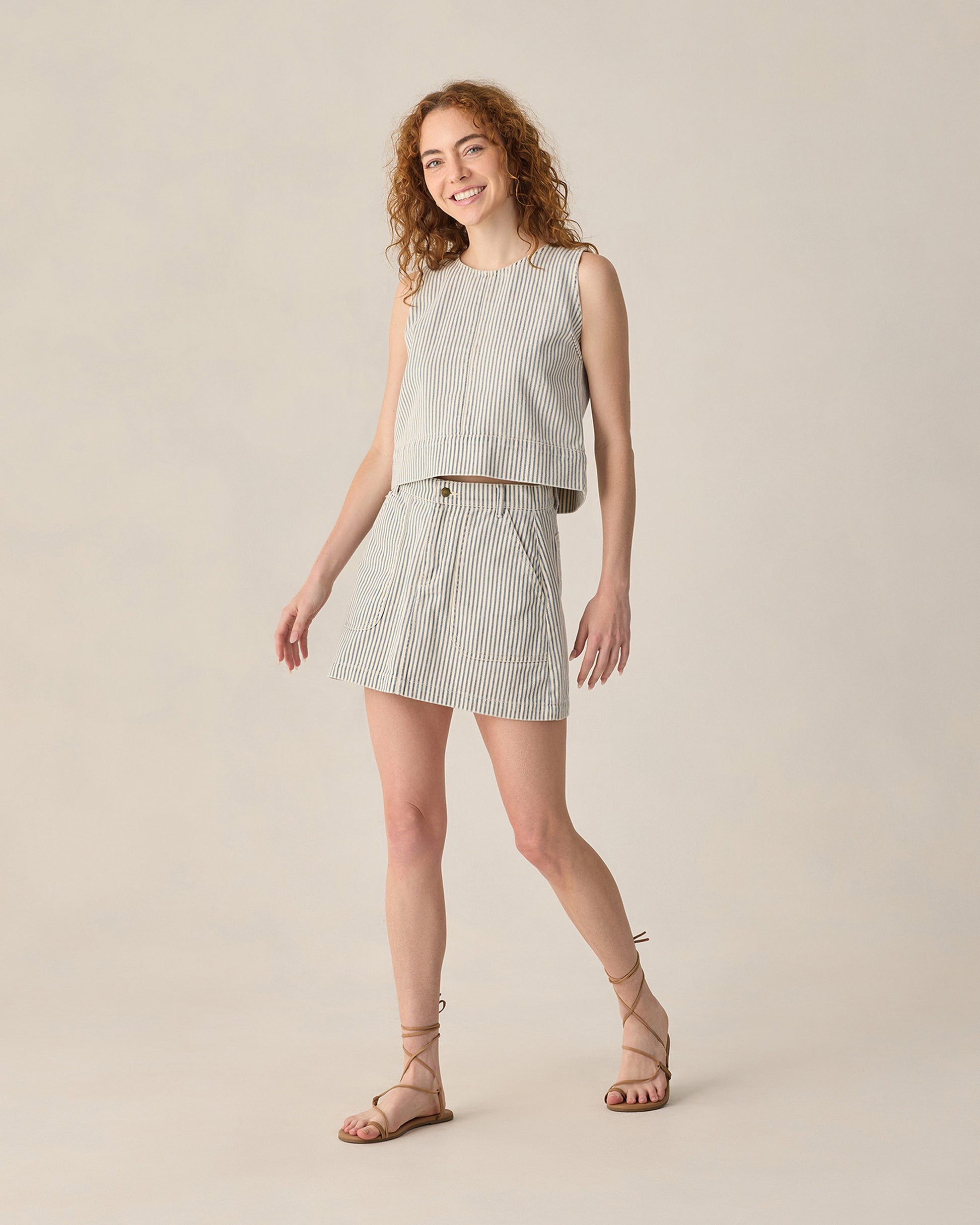 RYLEE + CRU TENNESSEE SKIRT - RAILROAD STRIPE