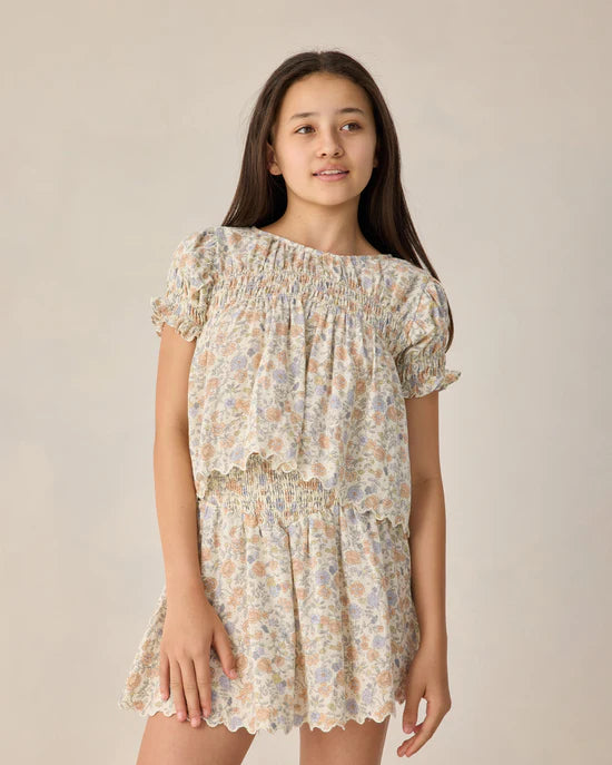RYLEE + CRU TEEN SMOCKED V SKIRT - BLOOM