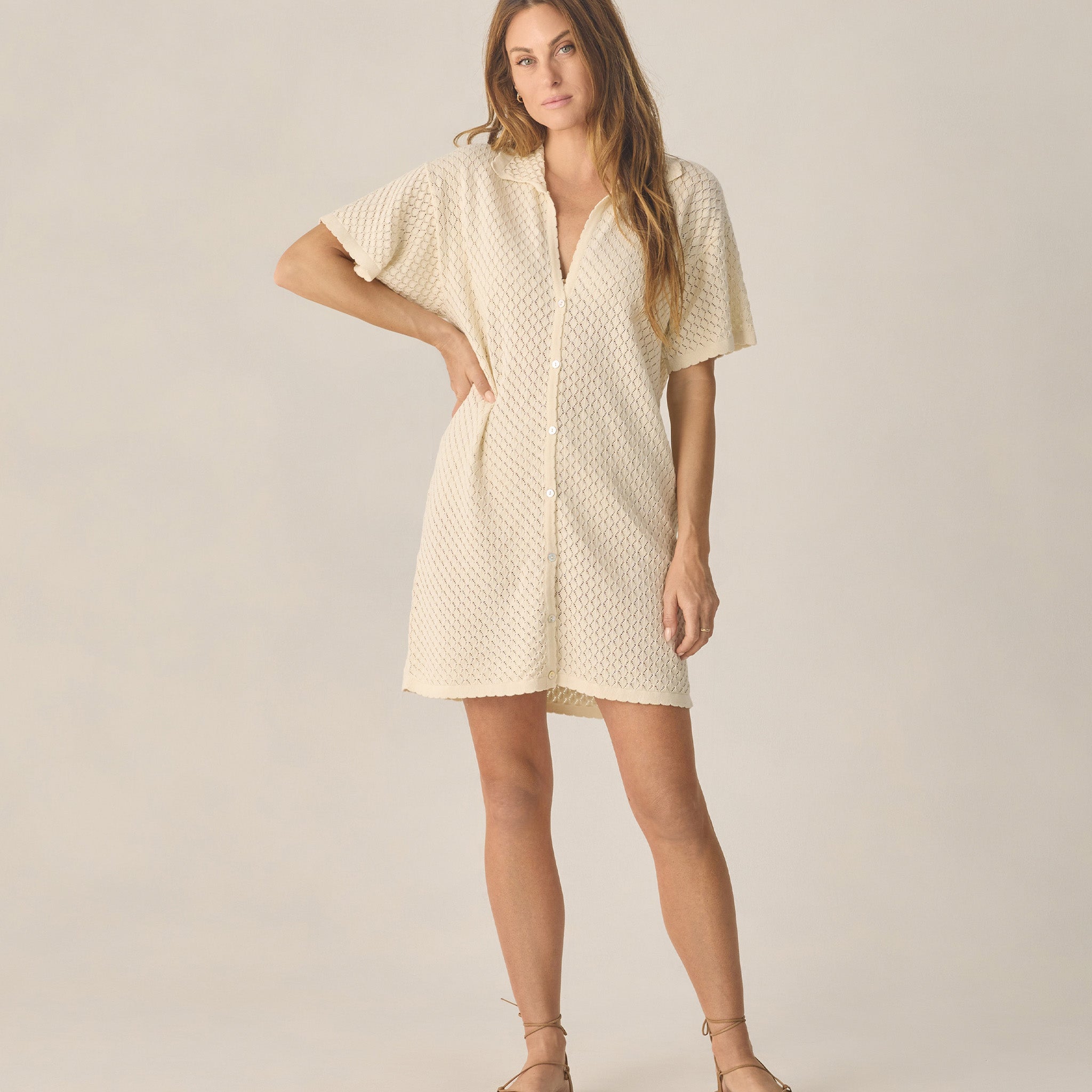 RYLEE + CRU CROCHET COVER UP - NATURAL