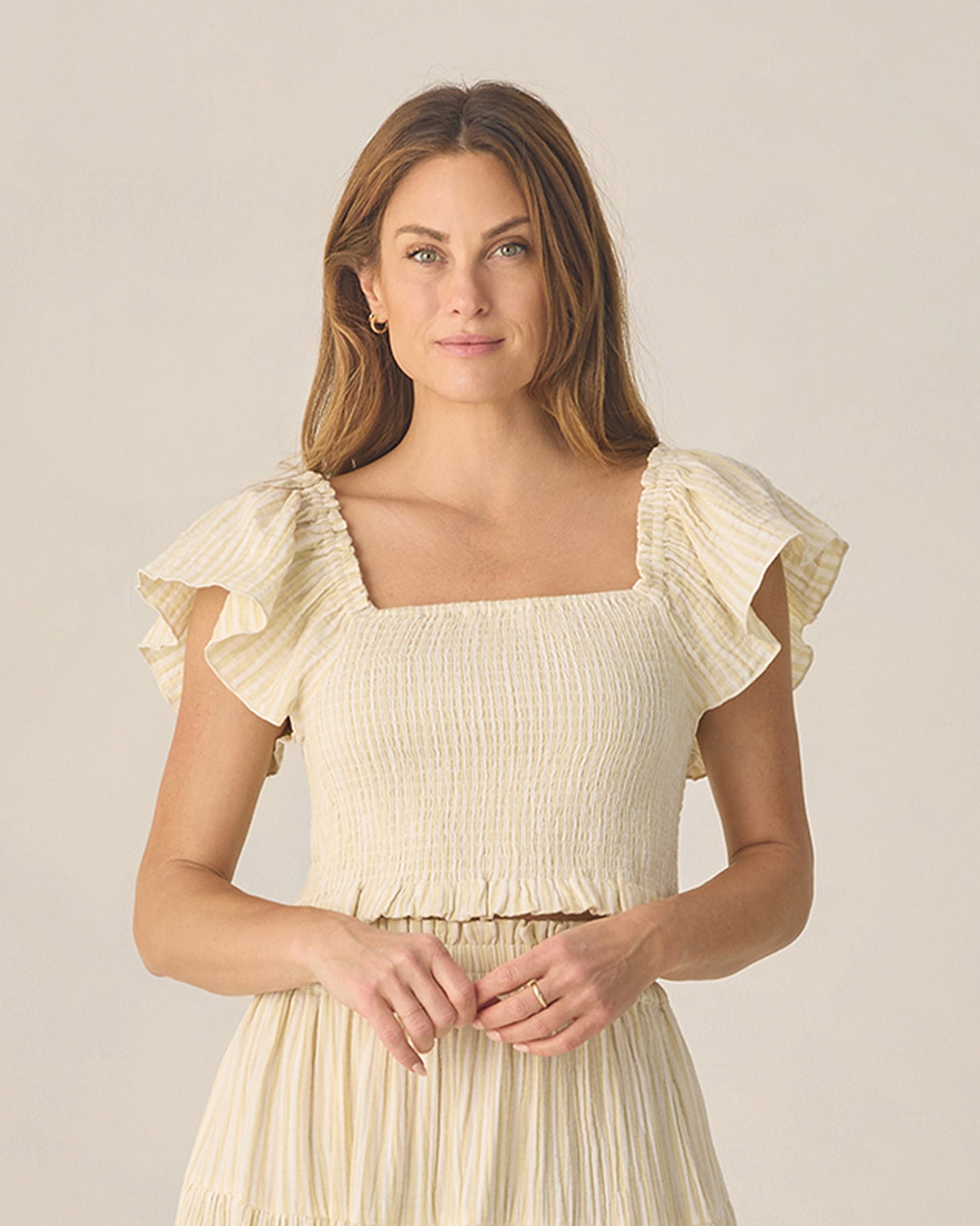 RYLEE + CRU ZAYLA TOP - CITRON STRIPE