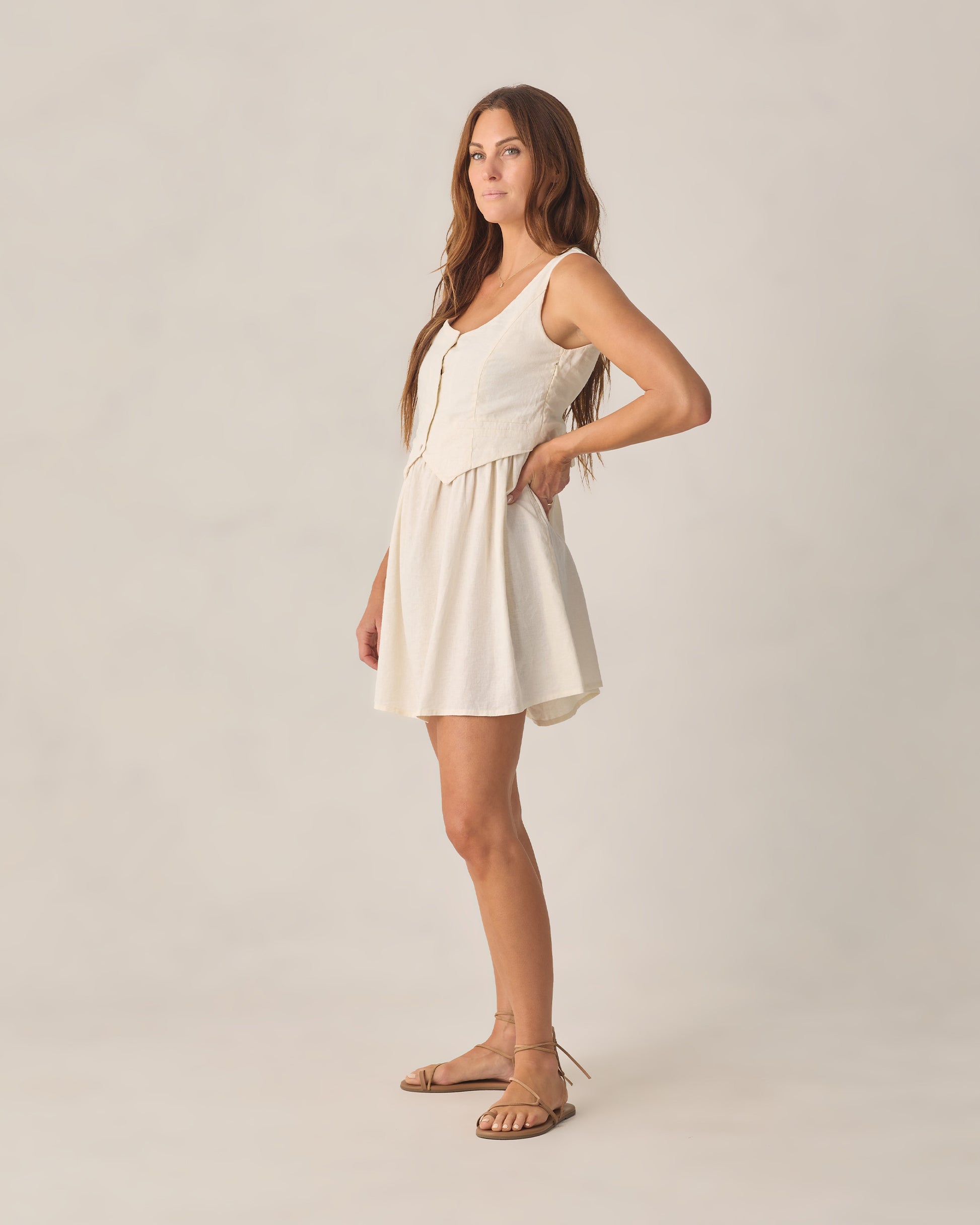RYLEE + CRU SUMMER VEST DRESS - IVORY