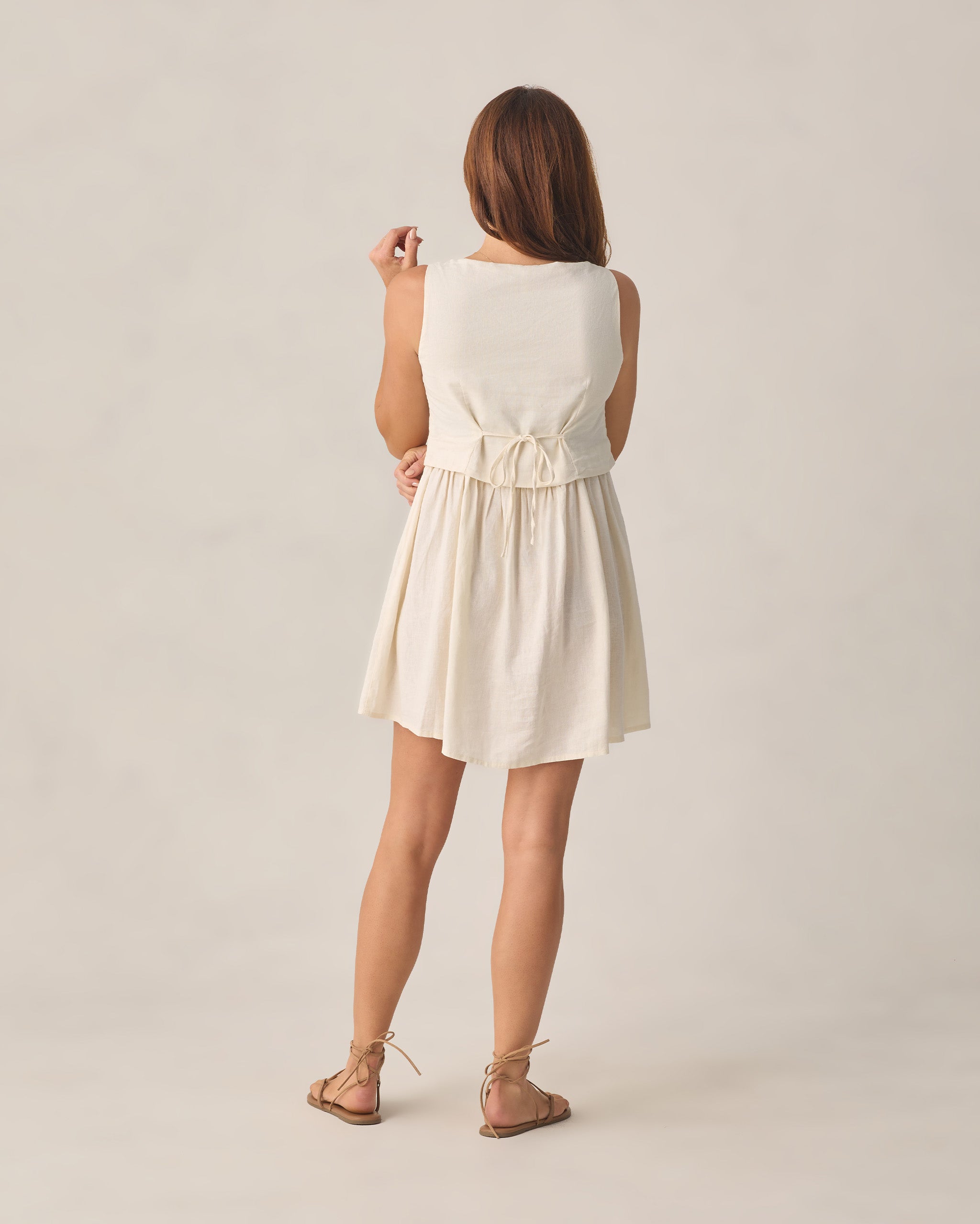 RYLEE + CRU SUMMER VEST DRESS - IVORY