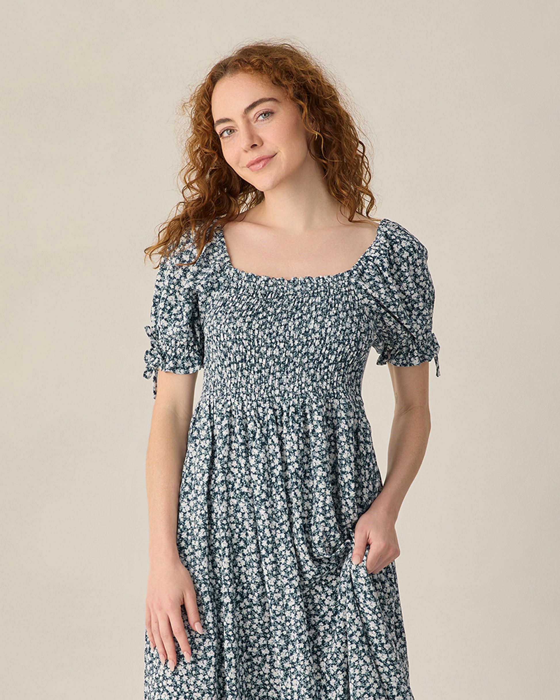 RYLEE + CRU DALLAS MIDI DRESS - NAVY FLORAL