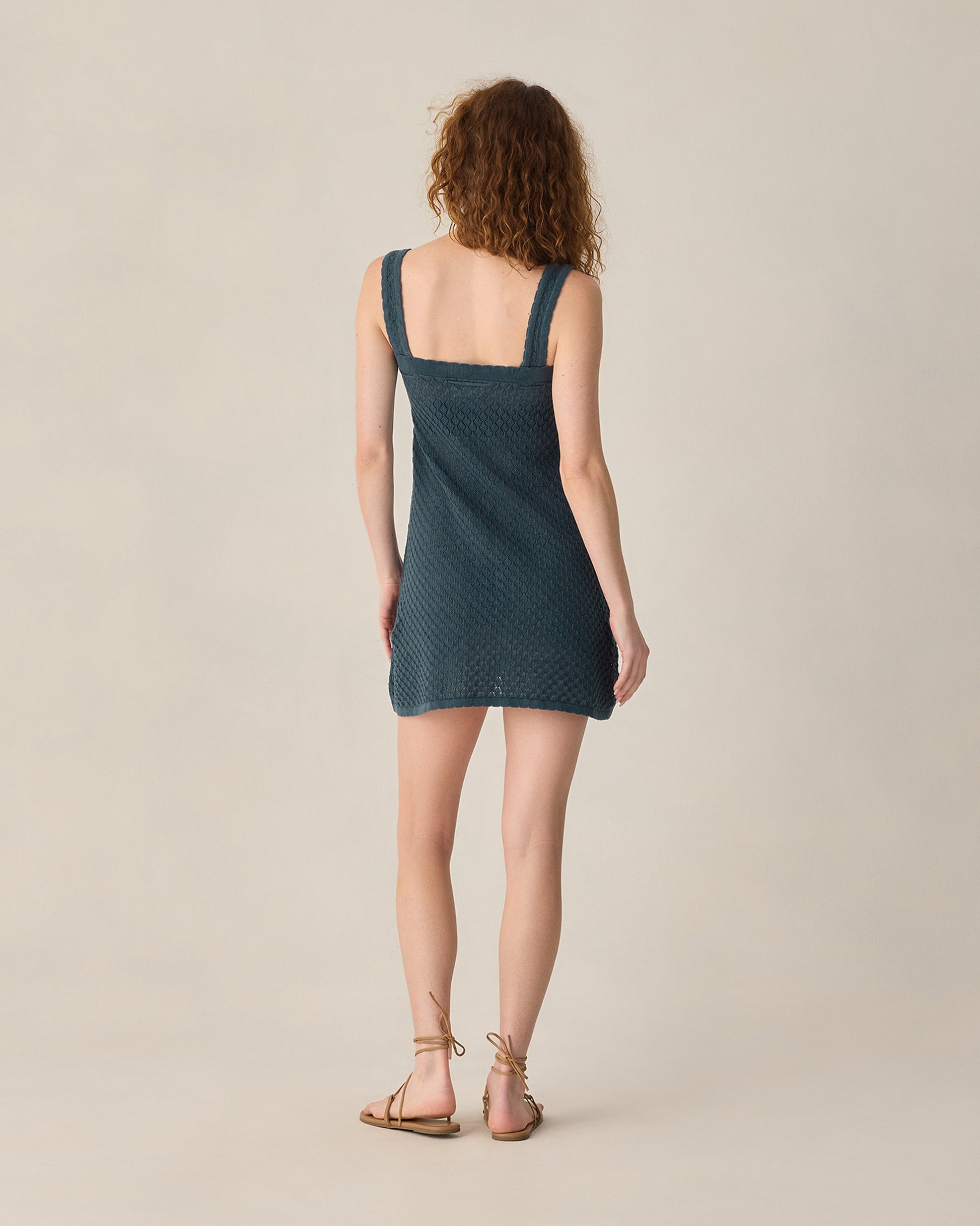 RYLEE + CRU CROCHET MINI TANK DRESS - NAVY