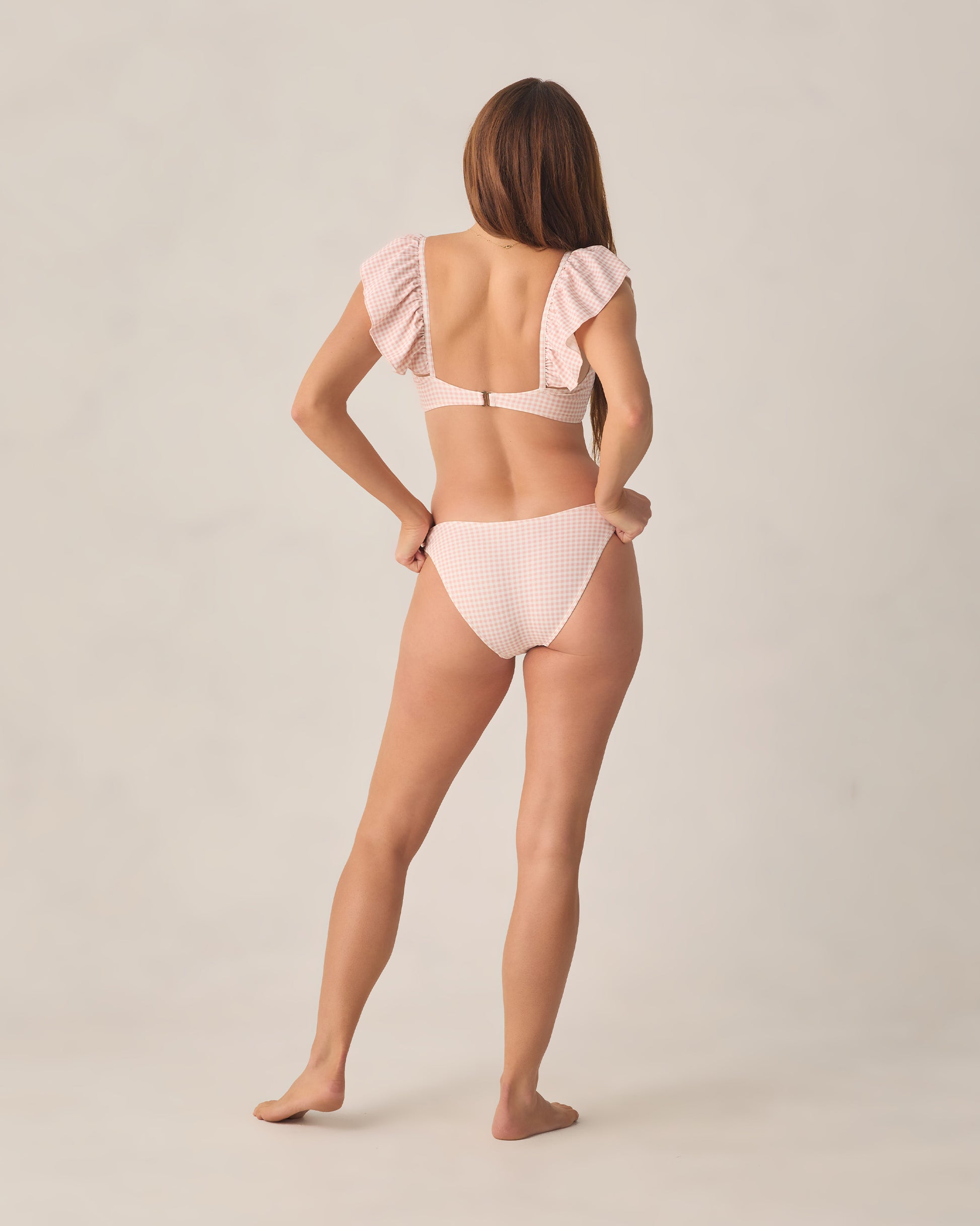 RYLEE + CRU SCOOP BIKINI BOTTOM - PETAL GINGHAM