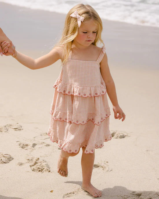 RYLEE + CRU RUFFLED SWING DRESS - PETAL GINGHAM