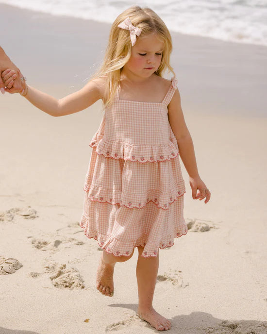 RYLEE + CRU RUFFLED SWING DRESS - PETAL GINGHAM