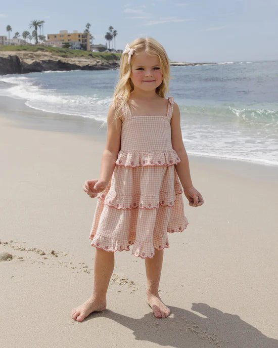 RYLEE + CRU RUFFLED SWING DRESS - PETAL GINGHAM